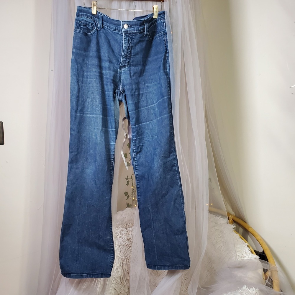 NYDJ Jeans Boot Cut Stretch Blue Denim Size 12 Fits 36x32 Retro Soft Y2K 90s